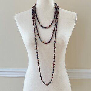 Super Long Multicolor Freshwater Pearl Beaded Rope Necklace 102"